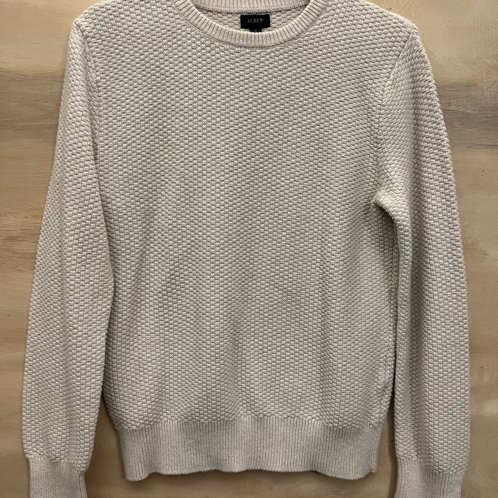 J. Crew Men's Textured Cream Crewneck Sweater